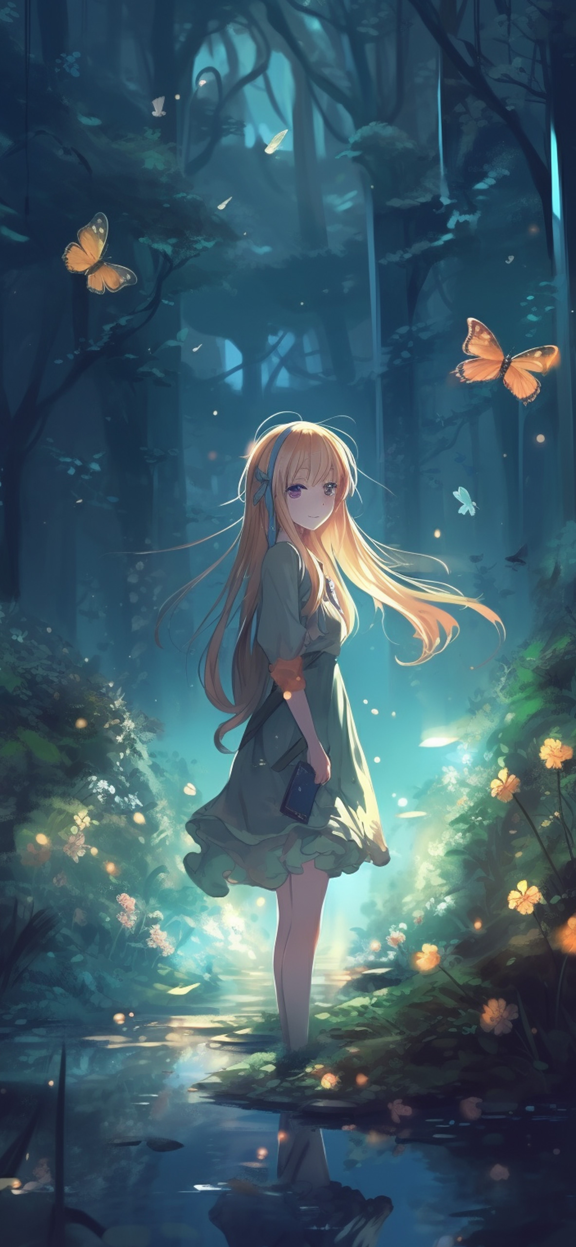 Anime Girl in Magic Forest Wallpaper Anime Girl Wallpaper for