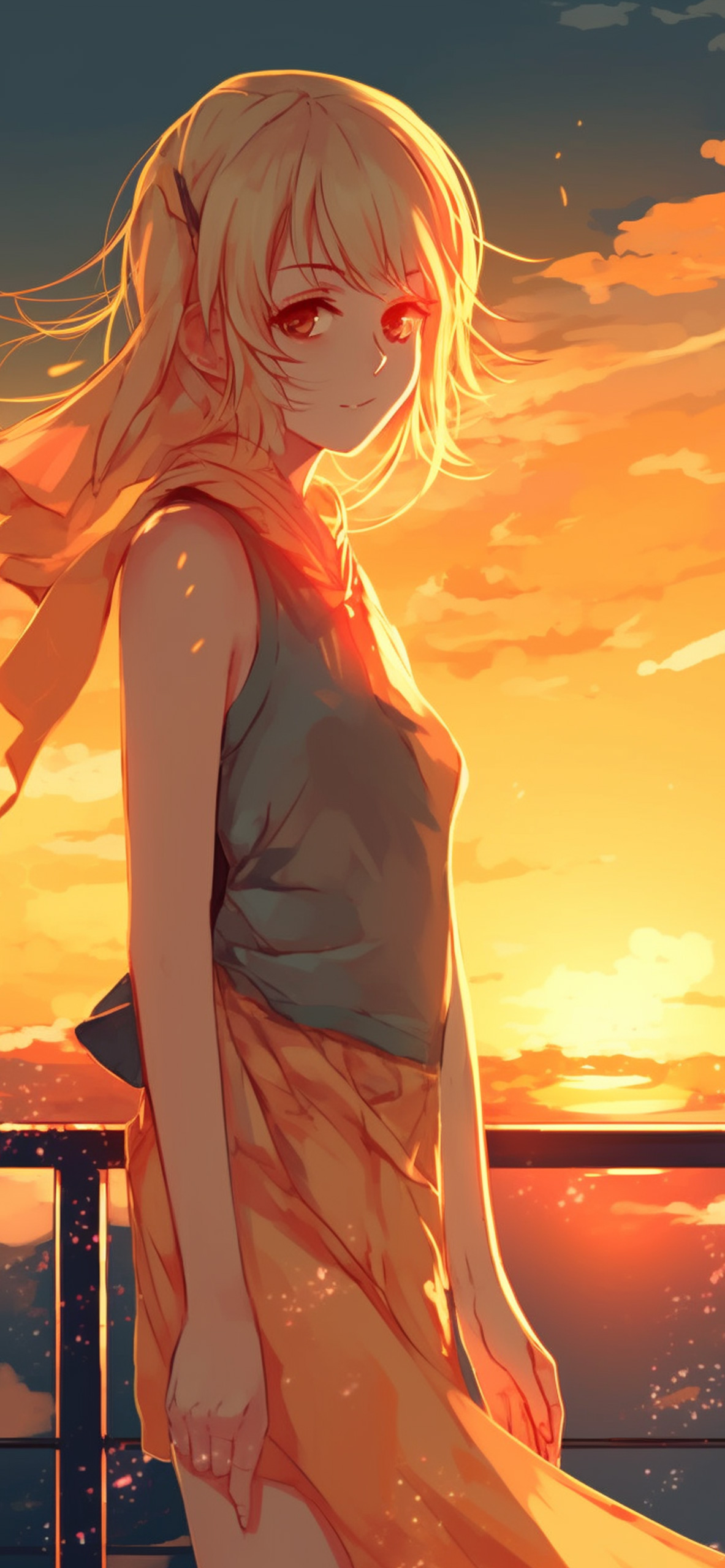 Anime Girl & Sunset Wallpaper Anime Girl Wallpaper for iPhone