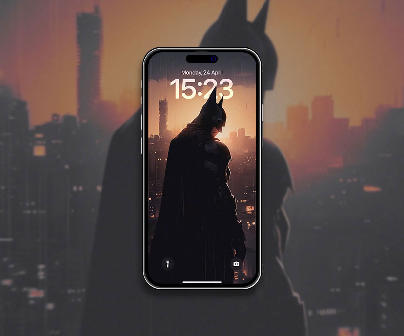 Batman et coucher de soleil à Gotham City Fond d’écran Cool Batman Wallpap