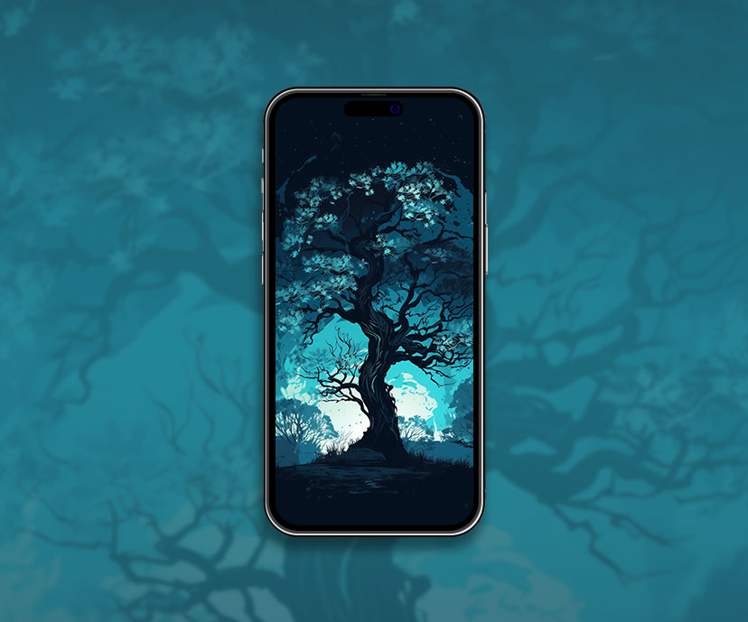 Beau fond d’écran bleu arbre fond d’écran de l’arbre bleu pour iPhone