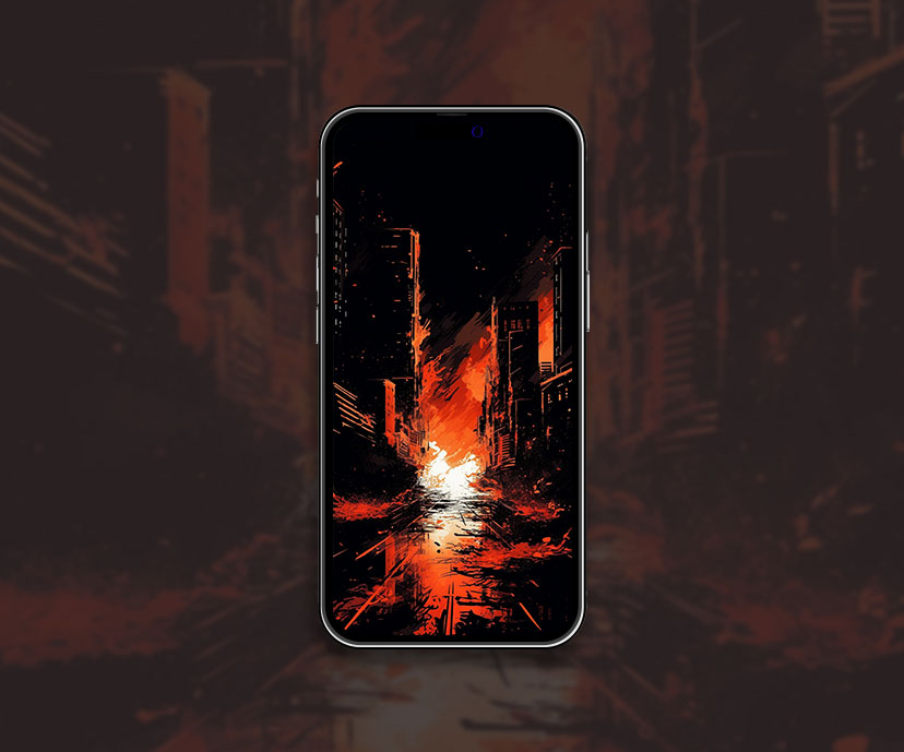 Fond d’écran de la ville noir et rouge Fond d’écran de la ville pour iPhone