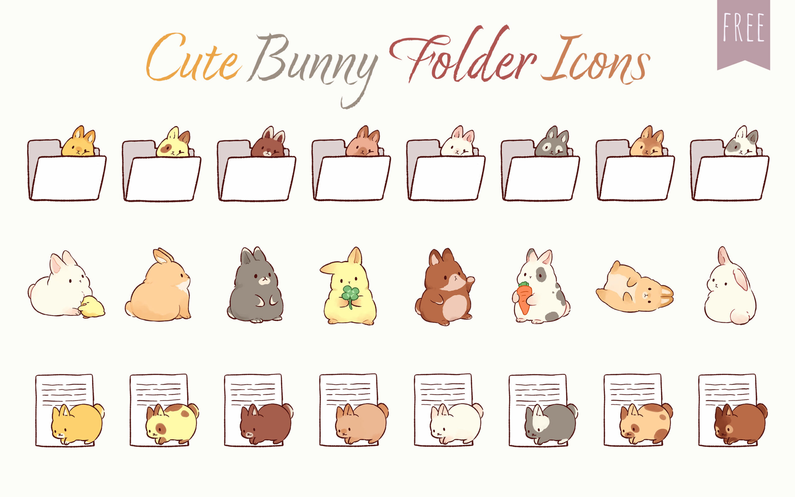 Cute Bunny Folder Icons Aesthetic Free Windows & Mac Folder Ic