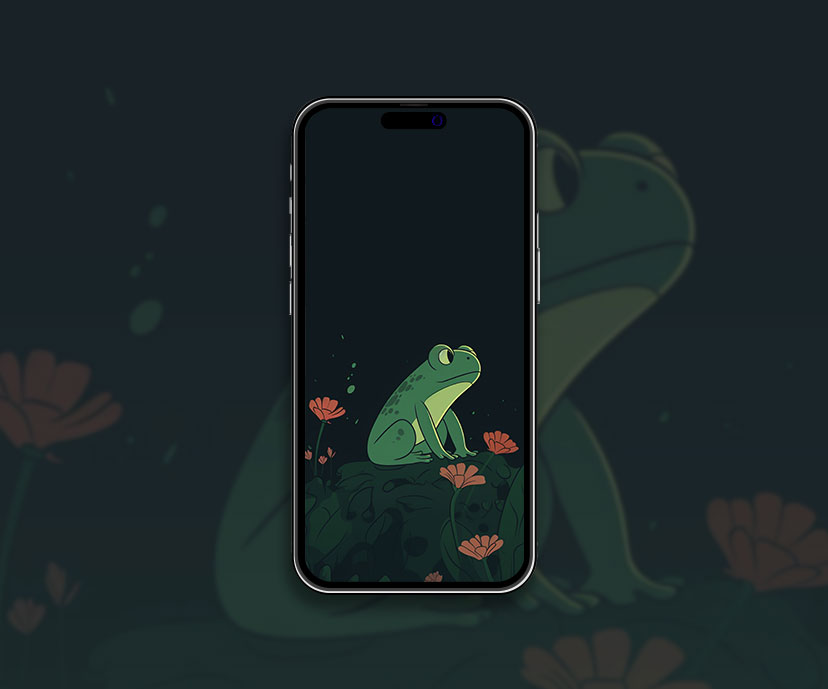 Cute Frog Dark Green Wallpaper Cute Frog Wallpaper for iPhone