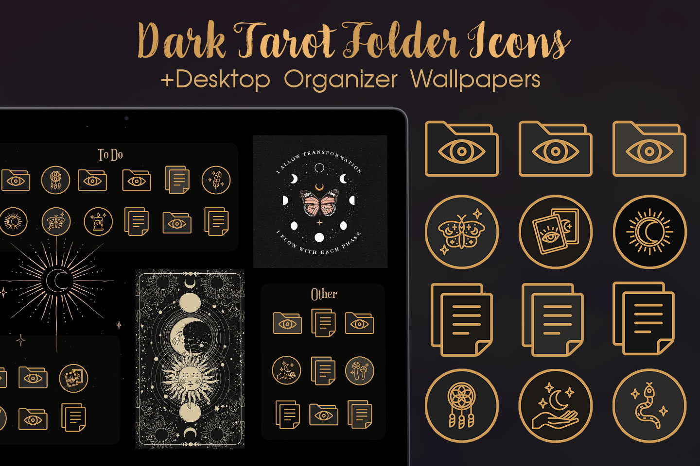 dark tarot folder icons pack