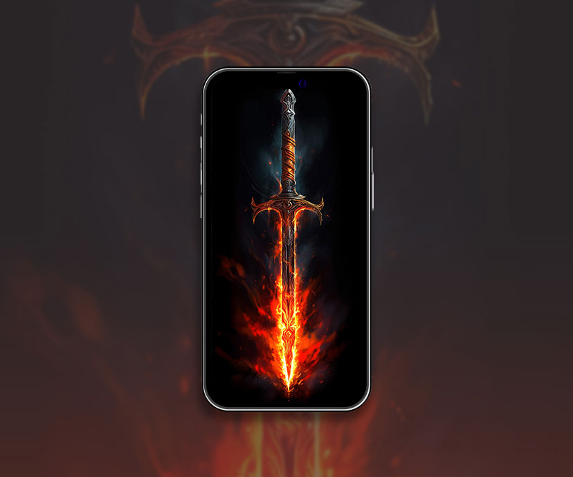 Fondo de pantalla negro de la espada de fuego Fondo de pantalla de la espada de fuego para iPhone
