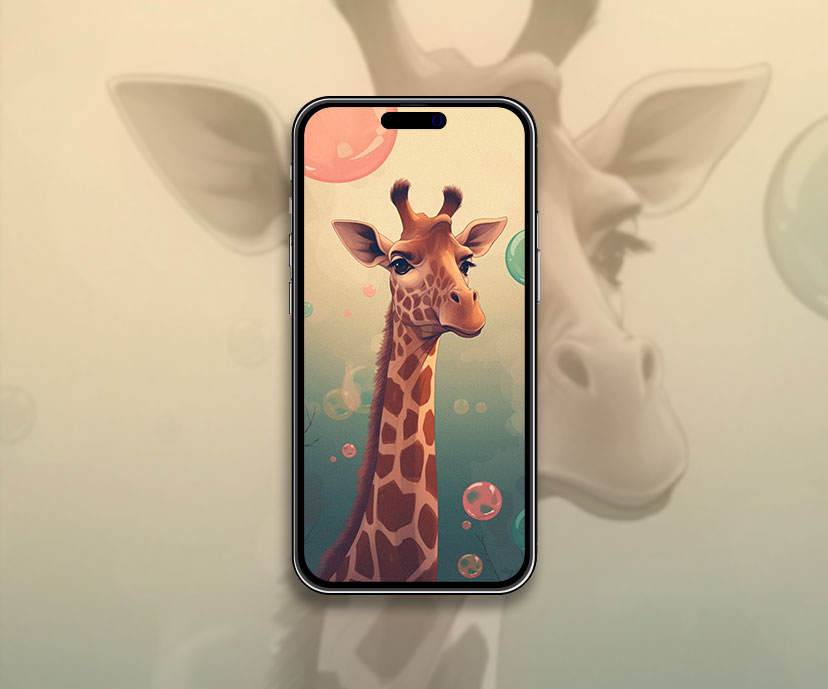 Girafe Cartoon Esthétique Fond D’écran Esthétique Girafe Papier Peint
