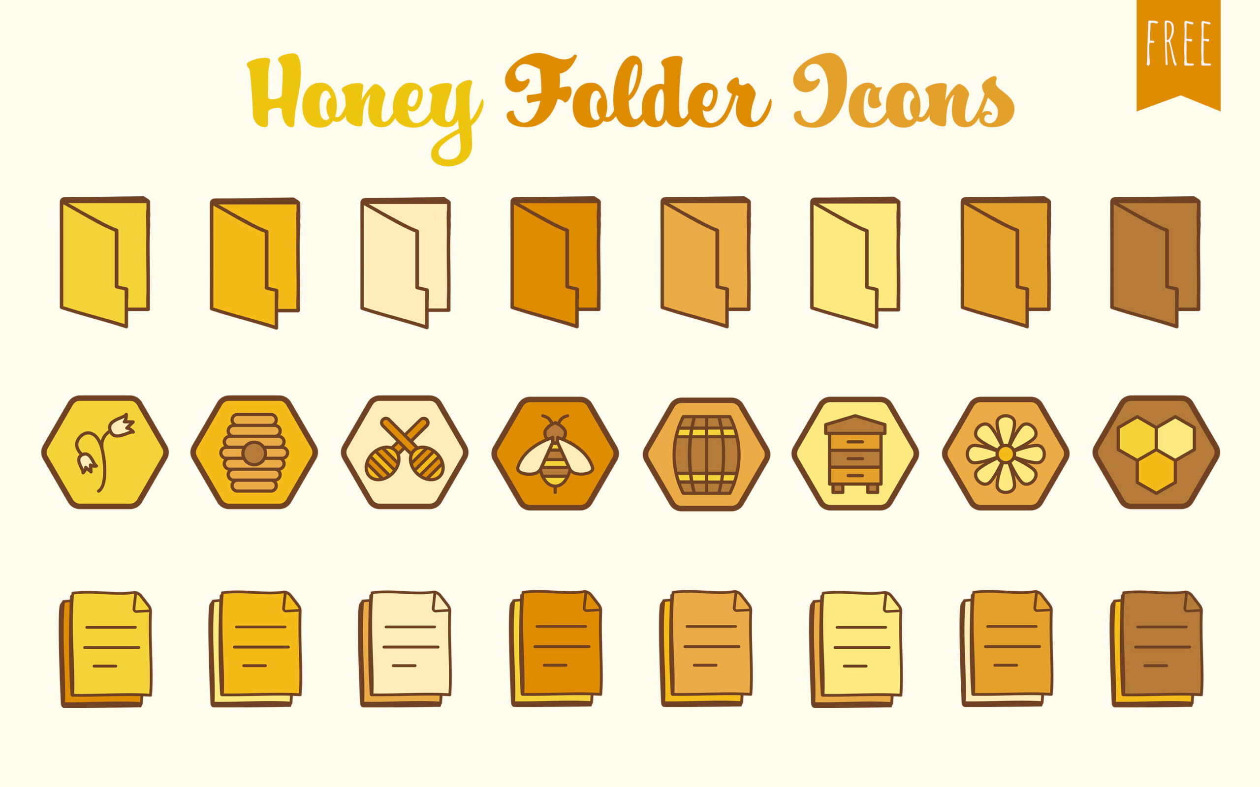 Honey Yellow Folder Icons Aesthetic Free Windows & Mac Folder
