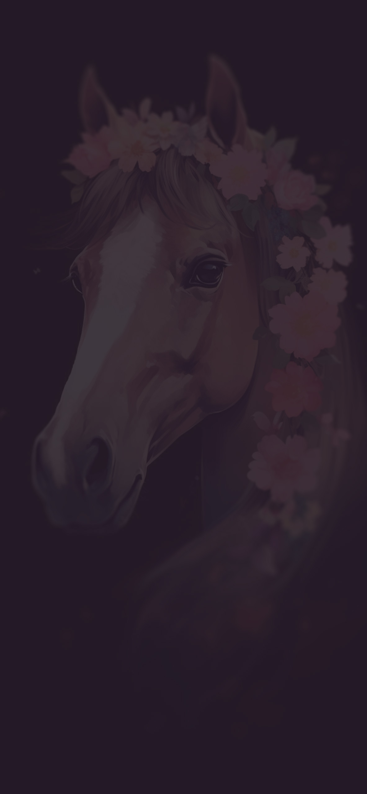 Horse with Flowers Dark Wallpaper Horse Wallpaper for iPhone