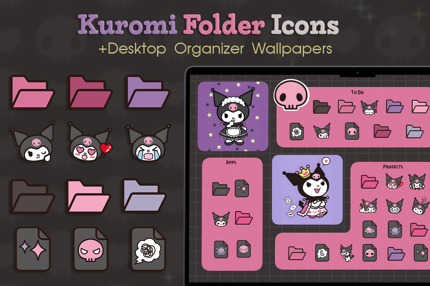 kuromi folder icons pack