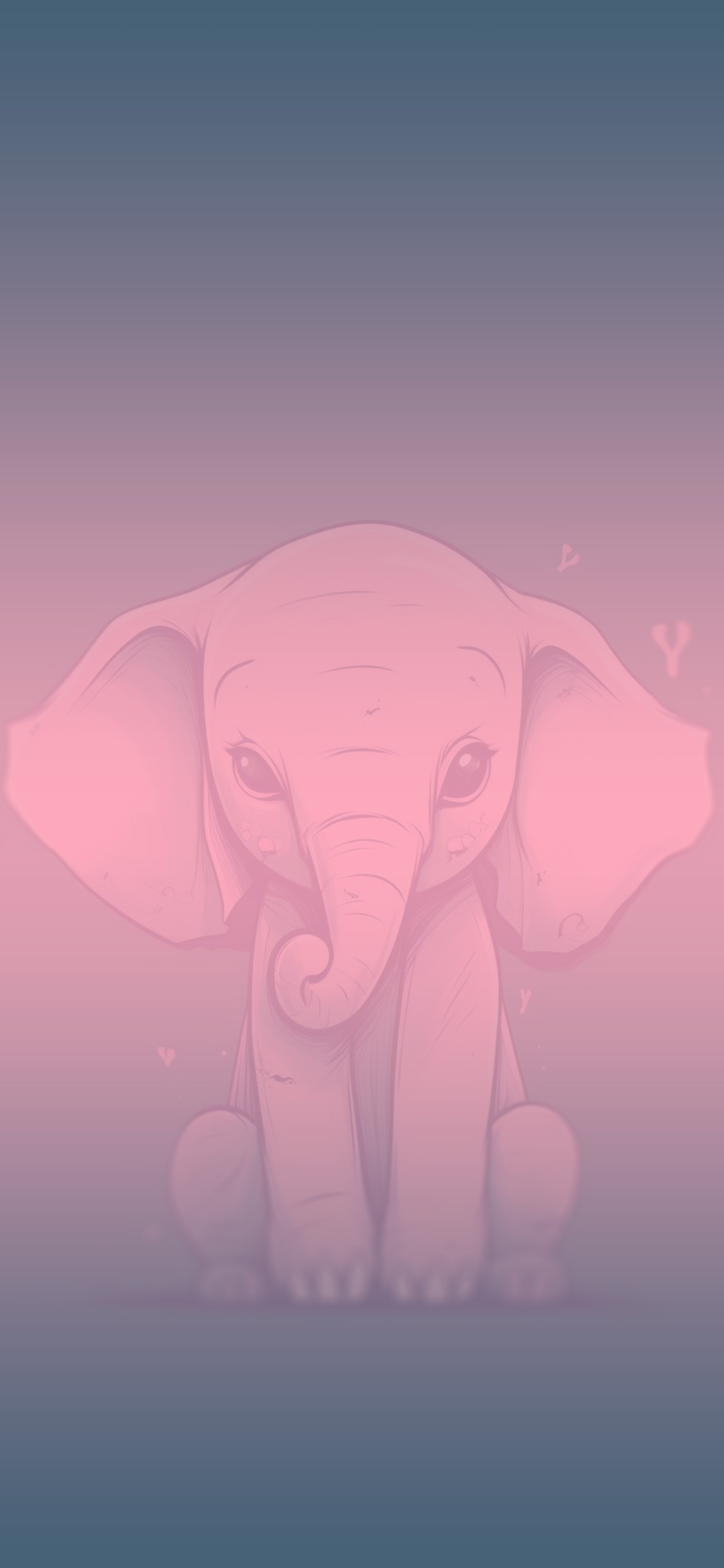 pink baby elephant blue background