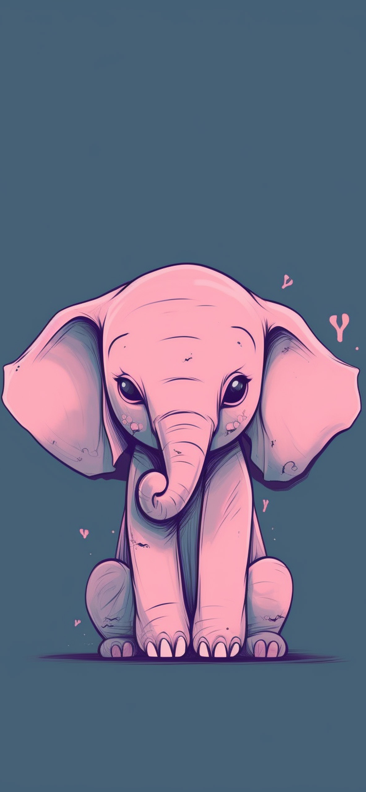 pink baby elephant blue wallpaper