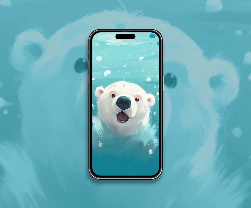 Polar Bear Cute Blue Wallpaper Cute Polar Bear Blue Wallpaper