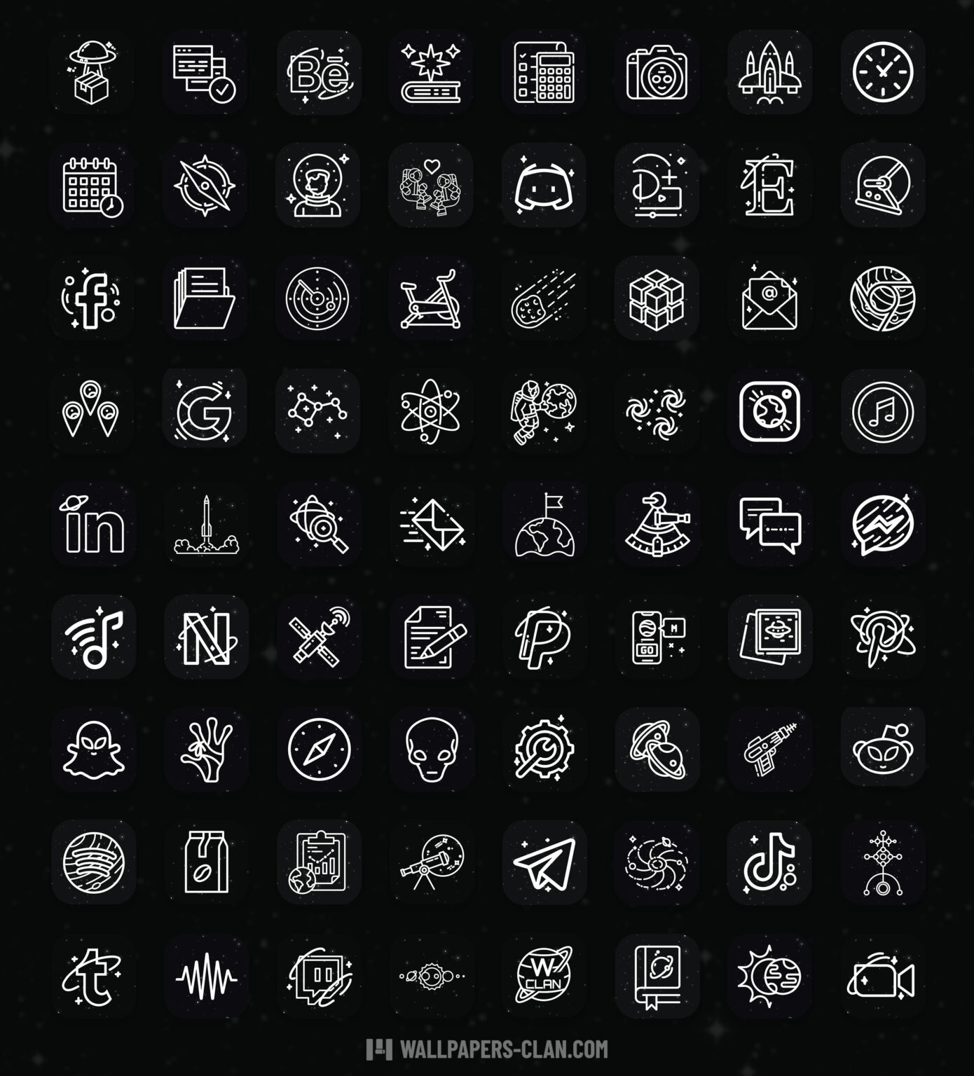 Space App Icons iOS, Android - Black and White App Icons iPhone