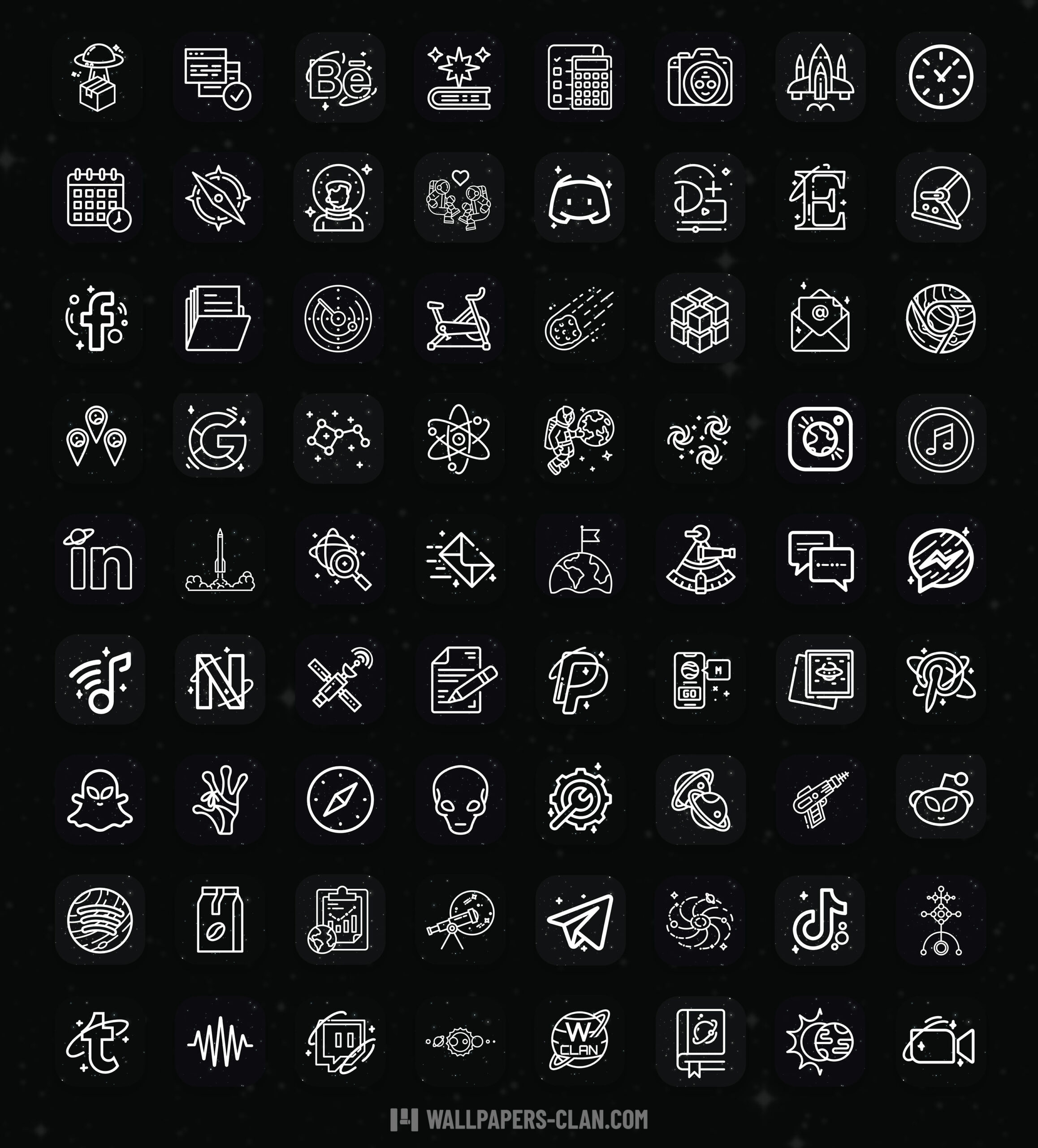 Space App Icons iOS & Android Black nad White App Icons for iP