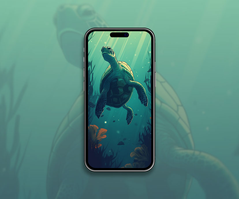Turtle Underwater Green Wallpaper Turtle Wallpaper for iPhone