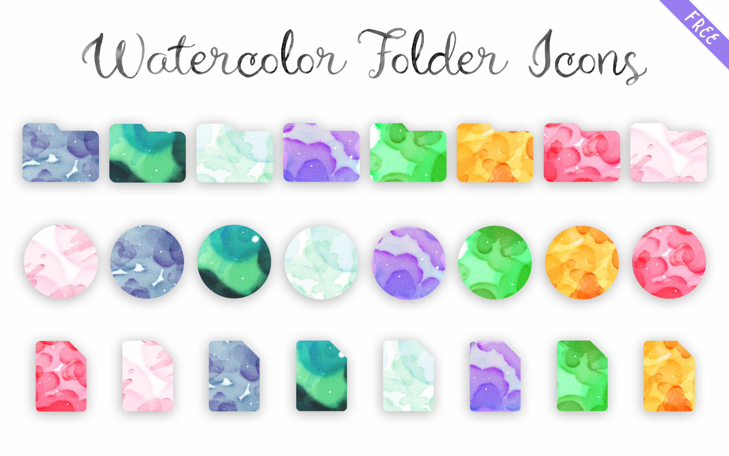 Watercolor Folder Icons Aesthetic Free Windows & Mac Folder Ic