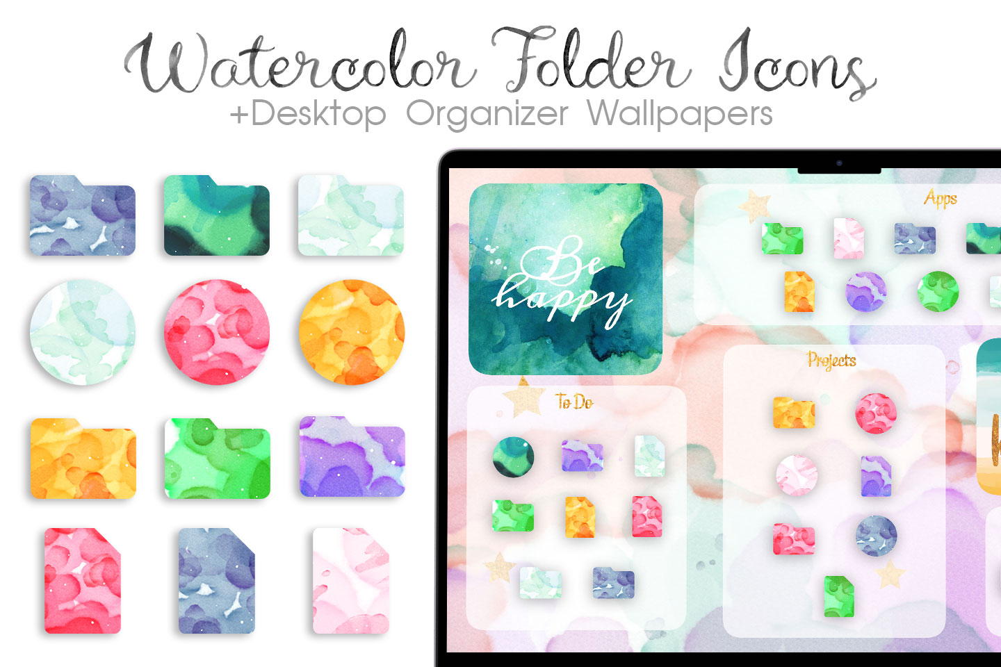 watercolor folder icons pack