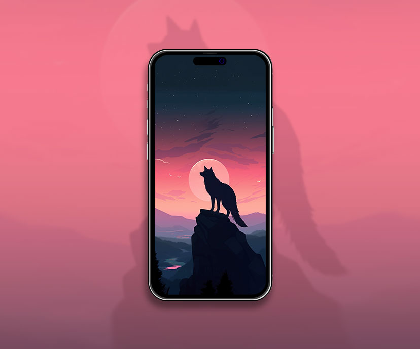 Wolf & Sunset Fond d’écran esthétique Wolf Wallpaper pour iPhone