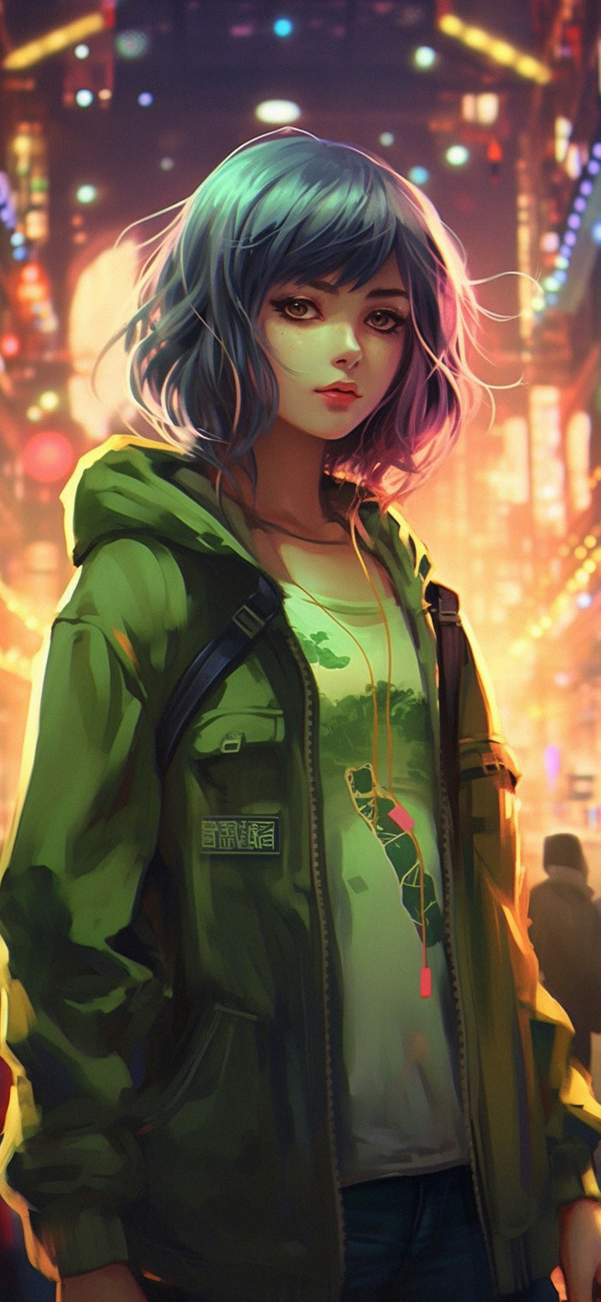Anime Girl in a Green Jacket Wallpaper Anime Girl Wallpaper fo