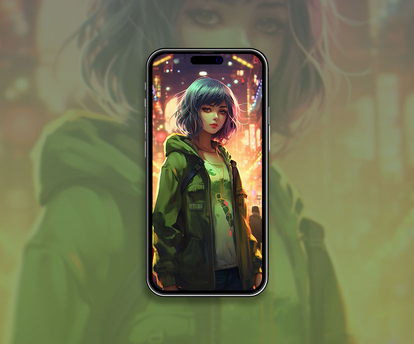 Anime Girl dans une veste verte Fond d’écran Anime Girl Fond d’écran pour