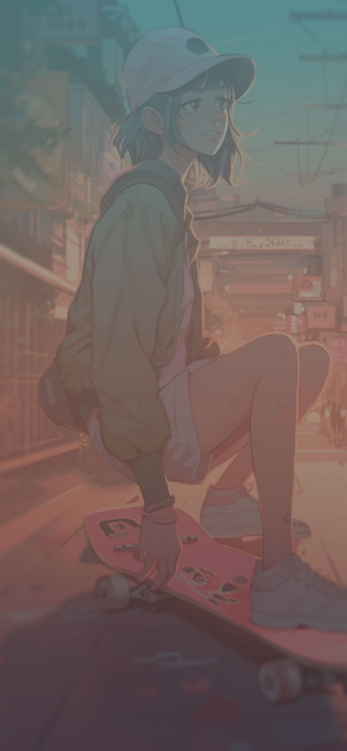 Anime Girl with Skateboard Wallpaper Anime Girl Wallpaper for