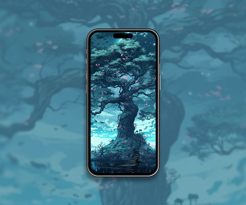 Beau fond d’écran d’arbre bleu Beau fond d’écran d’arbre pour iPh