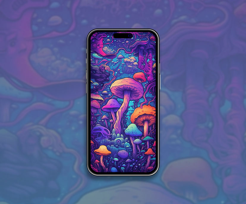 Fond d’écran coloré Trippy Mushrooms Fond d’écran trippy coloré