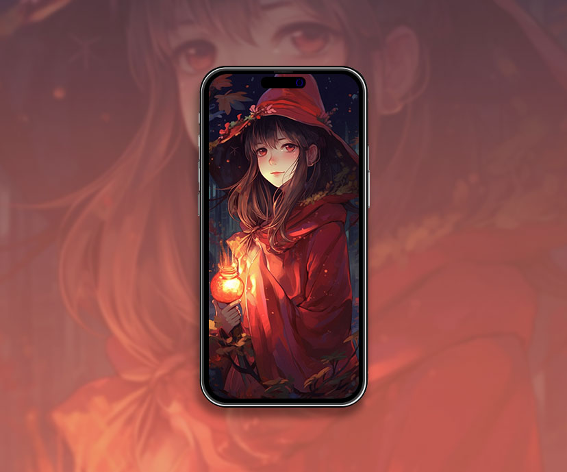 Cute Anime Girl in Red Wizard Robe Wallpaper Cute Anime Girl W
