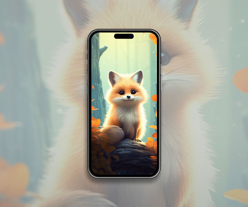 Renard mignon dans le fond d’écran d’art de la forêt Fond d’écran de renard mignon pour iPhone