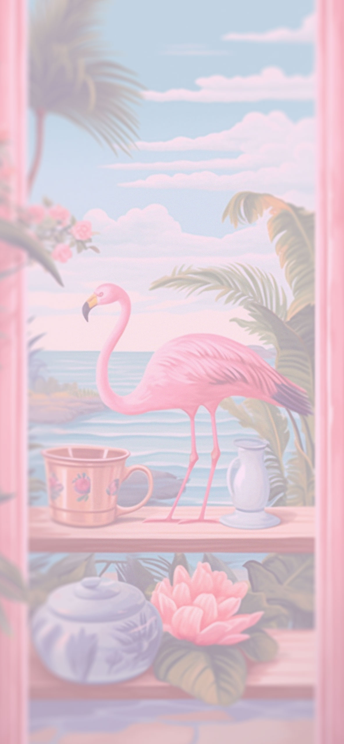 Flamingo & Sea Art Wallpaper Flamingo Wallpaper for iPhone