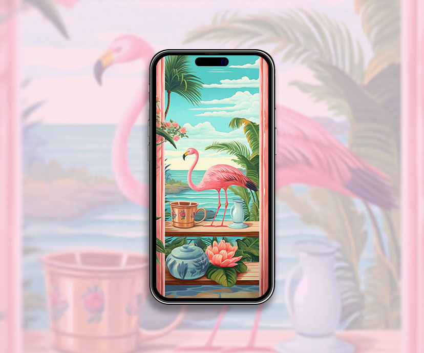 Flamingo & Sea Art Wallpaper Flamingo Fond d’écran pour iPhone