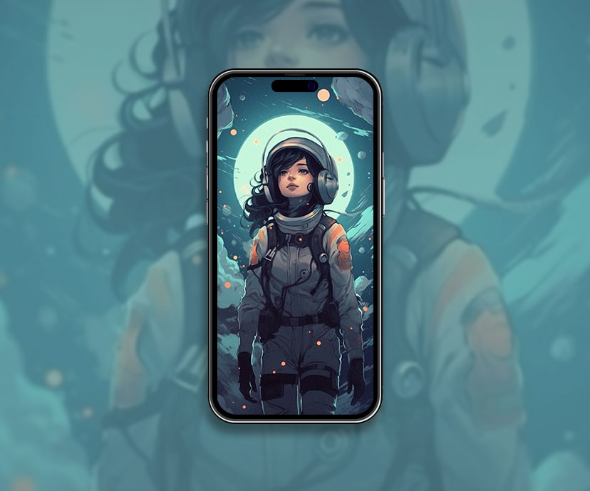 Fille dans un Space Suit Art Wallpaper Fond d’écran Cool Girl pour iPh