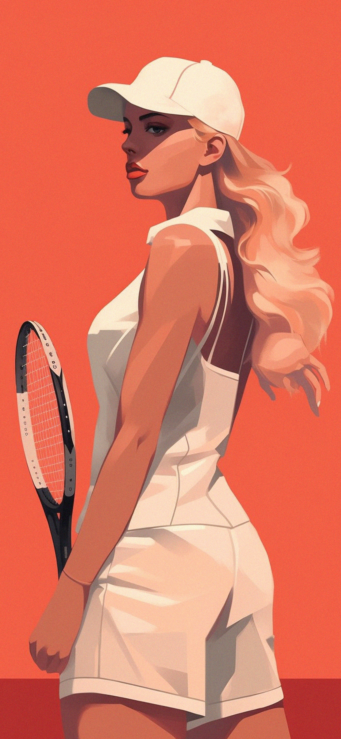 Girl Tennis Player Red Art Wallpaper Tennis Wallpaper for iPho