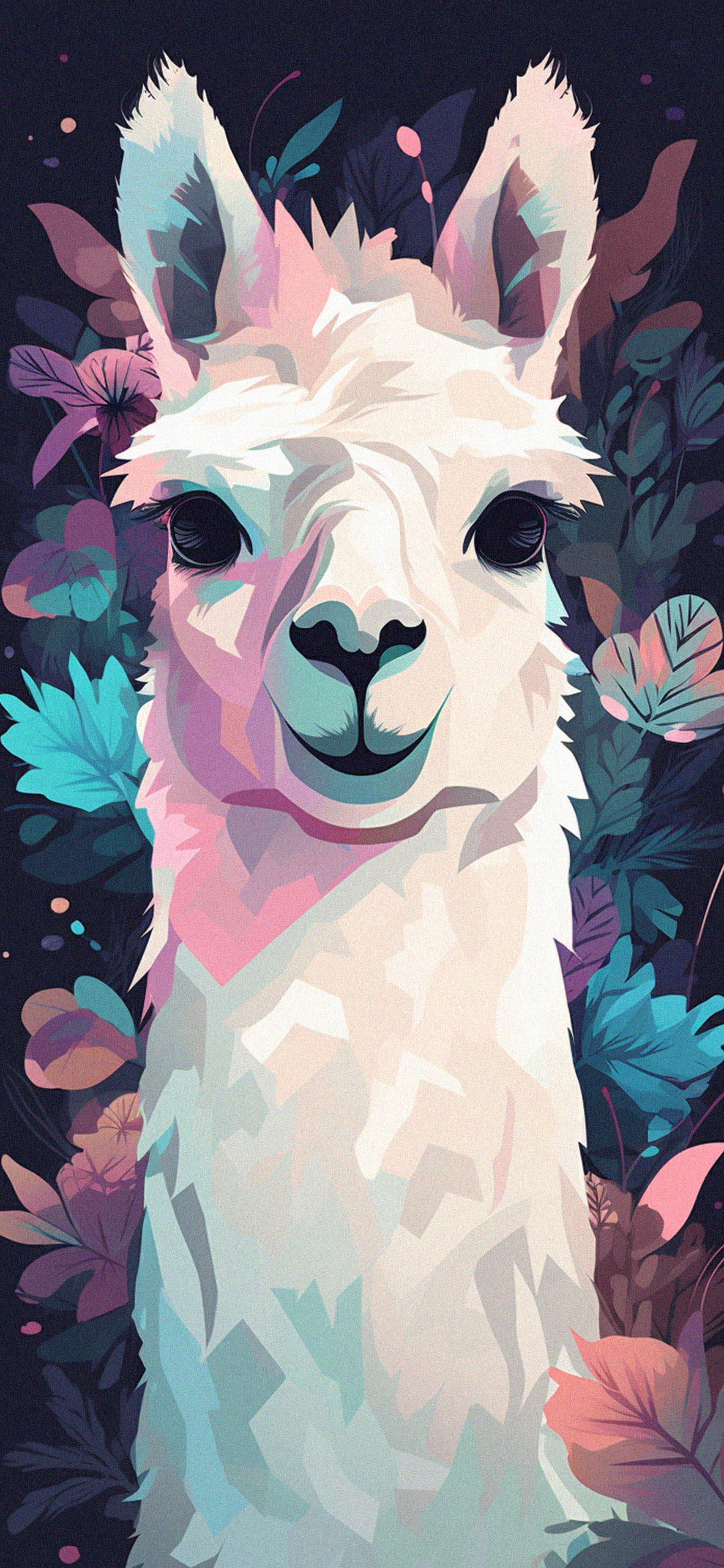 Llama & Leaves Art Wallpaper Llama Wallpaper for iPhone