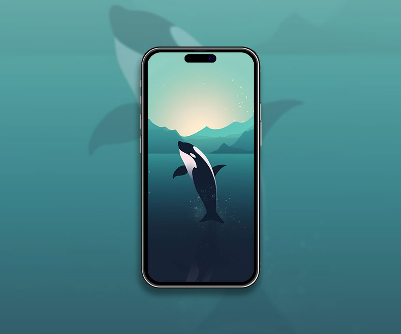 Orca Blue Minimalist Wallpaper Orca Wallpaper for iPhone