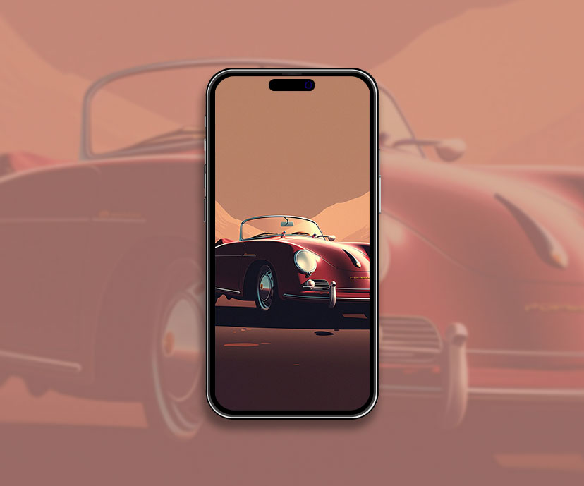 Red Porsche 356 Art Wallpaper Porsche Wallpaper for iPhone