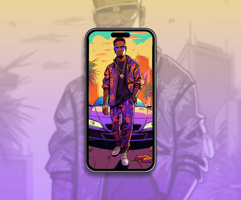 Stylish Rapper & Car Art Wallpaper Rapper Wallpaper for iPhone