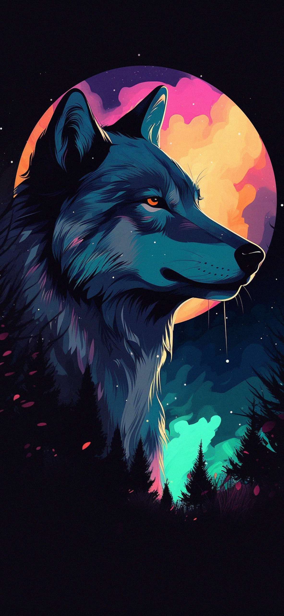 Wolf & Moon Art Wallpaper Wolf Wallpaper for iPhone