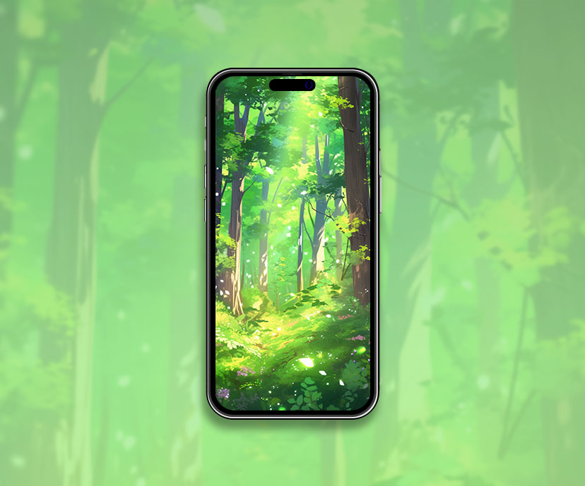 Anime Forêt Vert Fond D’écran Vert Forêt pour iPhone