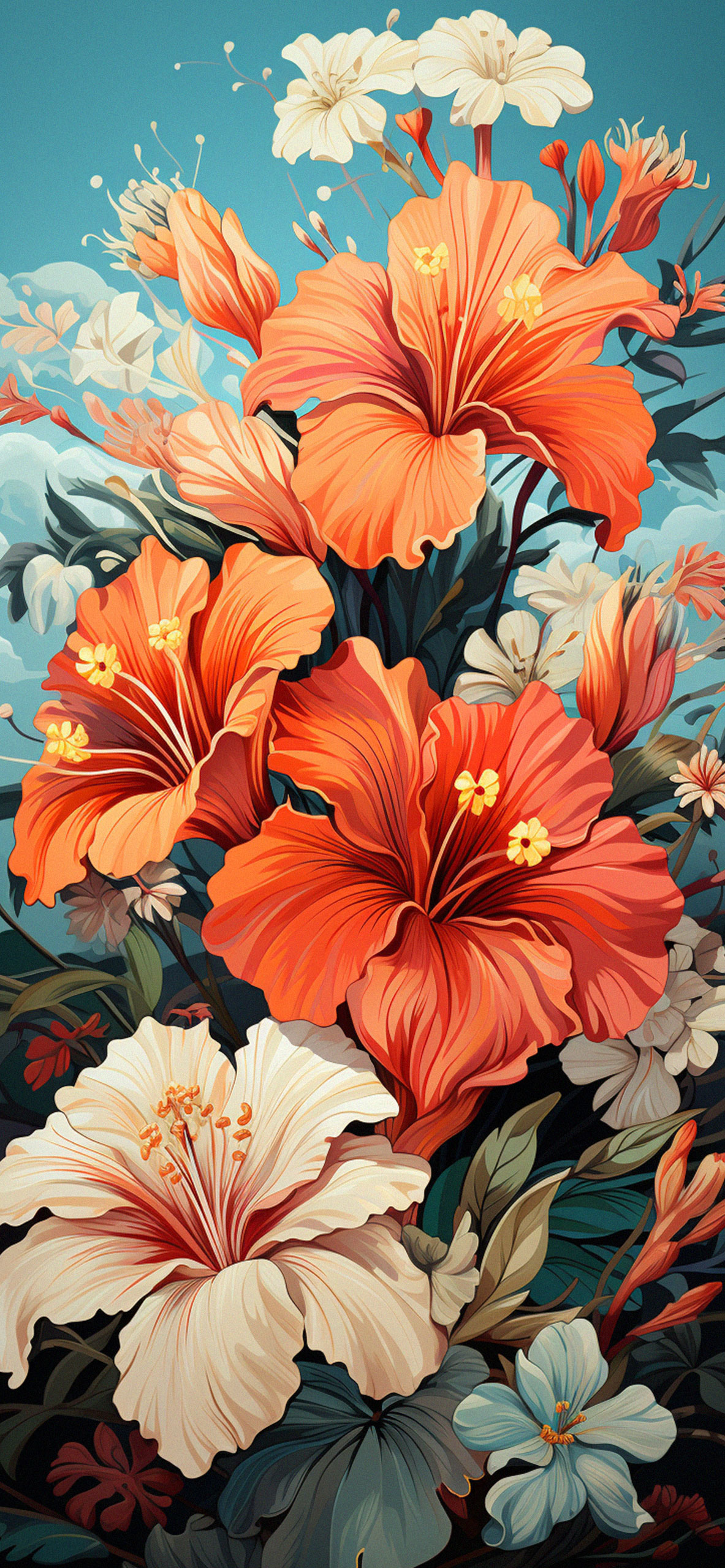 Beautiful Hibiscus Flowers Art Wallpaper Beautiful Flowers Wal