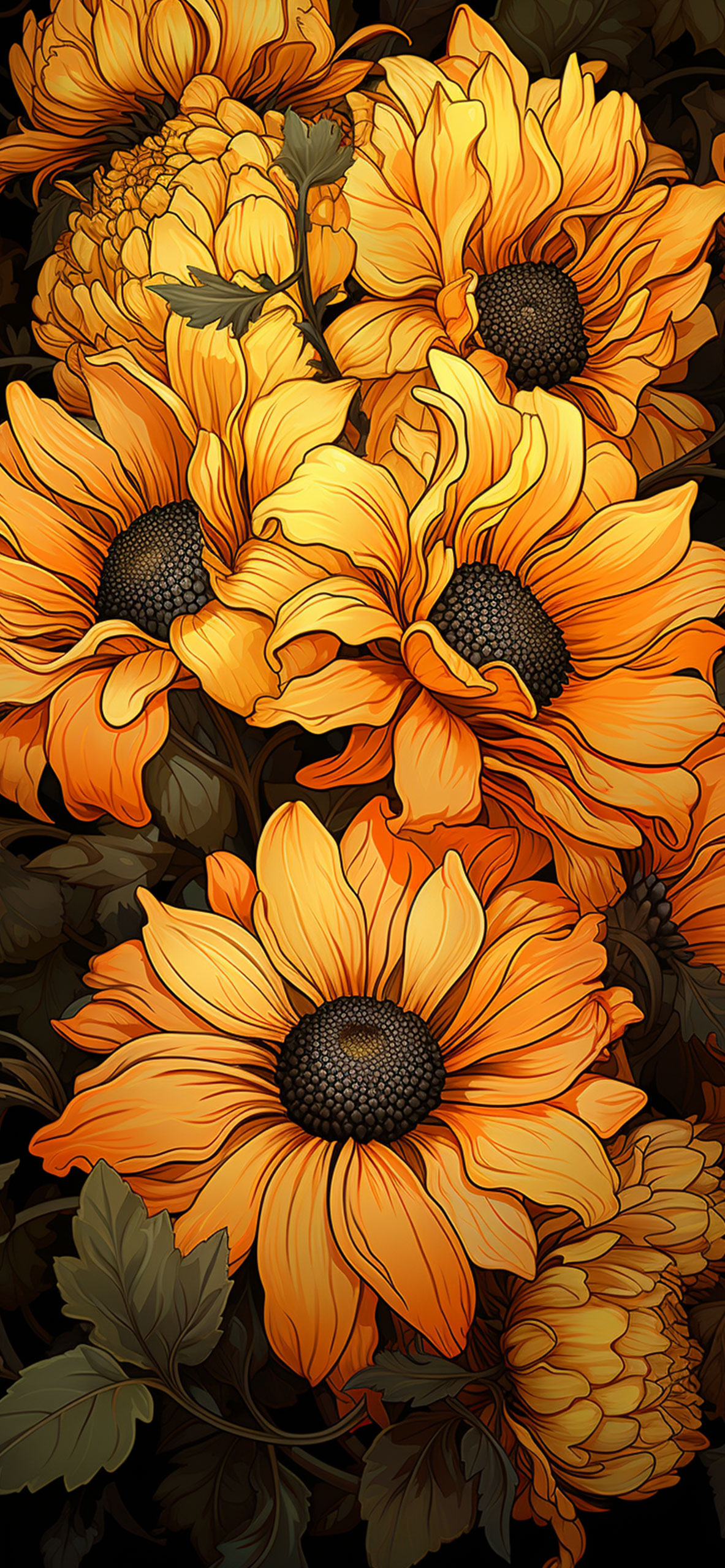 Sunflower Wallpaper With Black Lines iPhone 14 Case