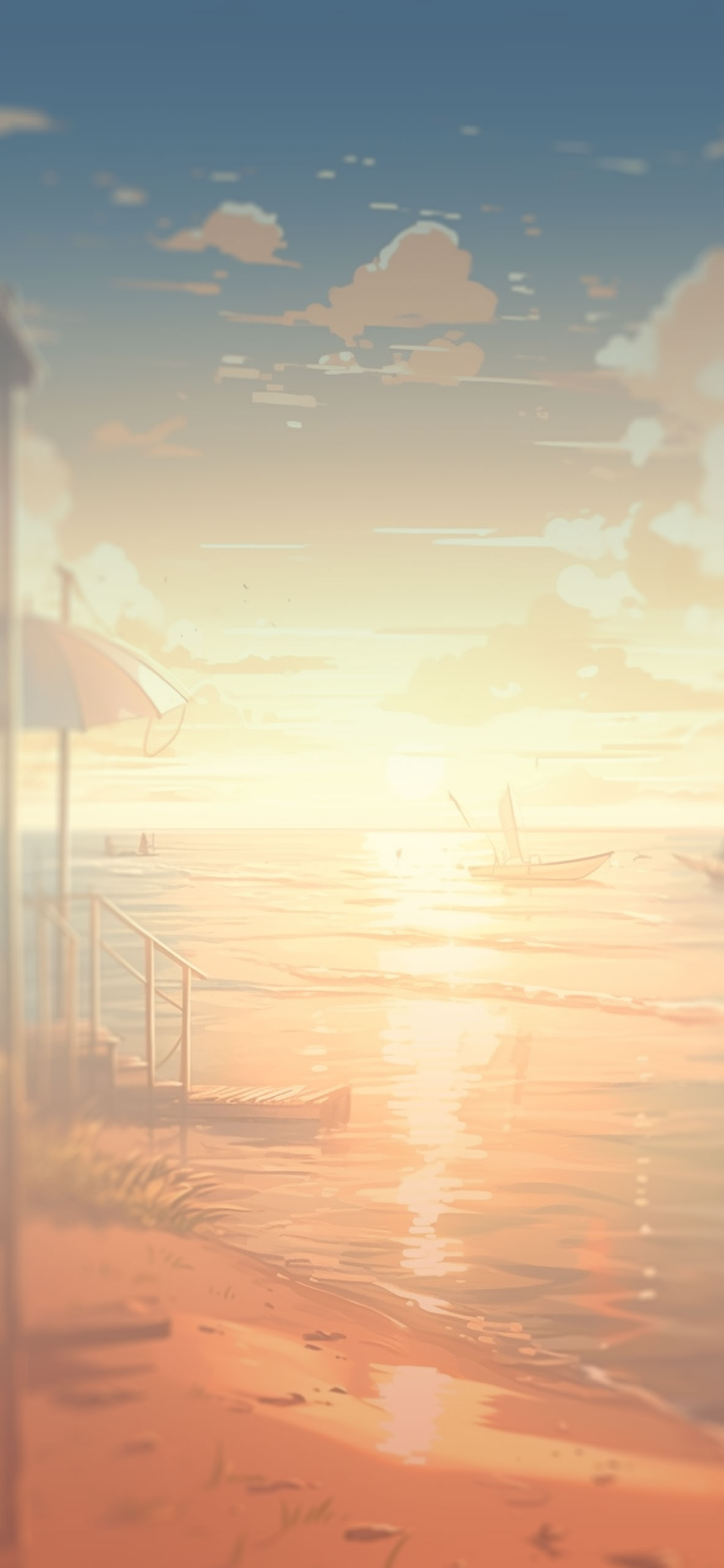 Anime Sunset Beach Background by wbd on DeviantArt