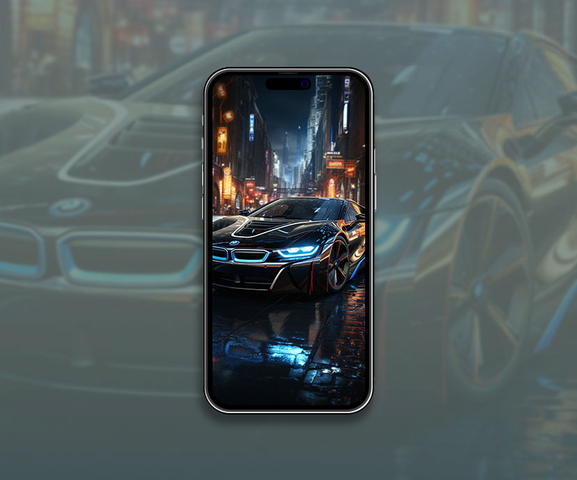 BMW i8 in the City Art Wallpaper BMW i8 Wallpaper for iPhone