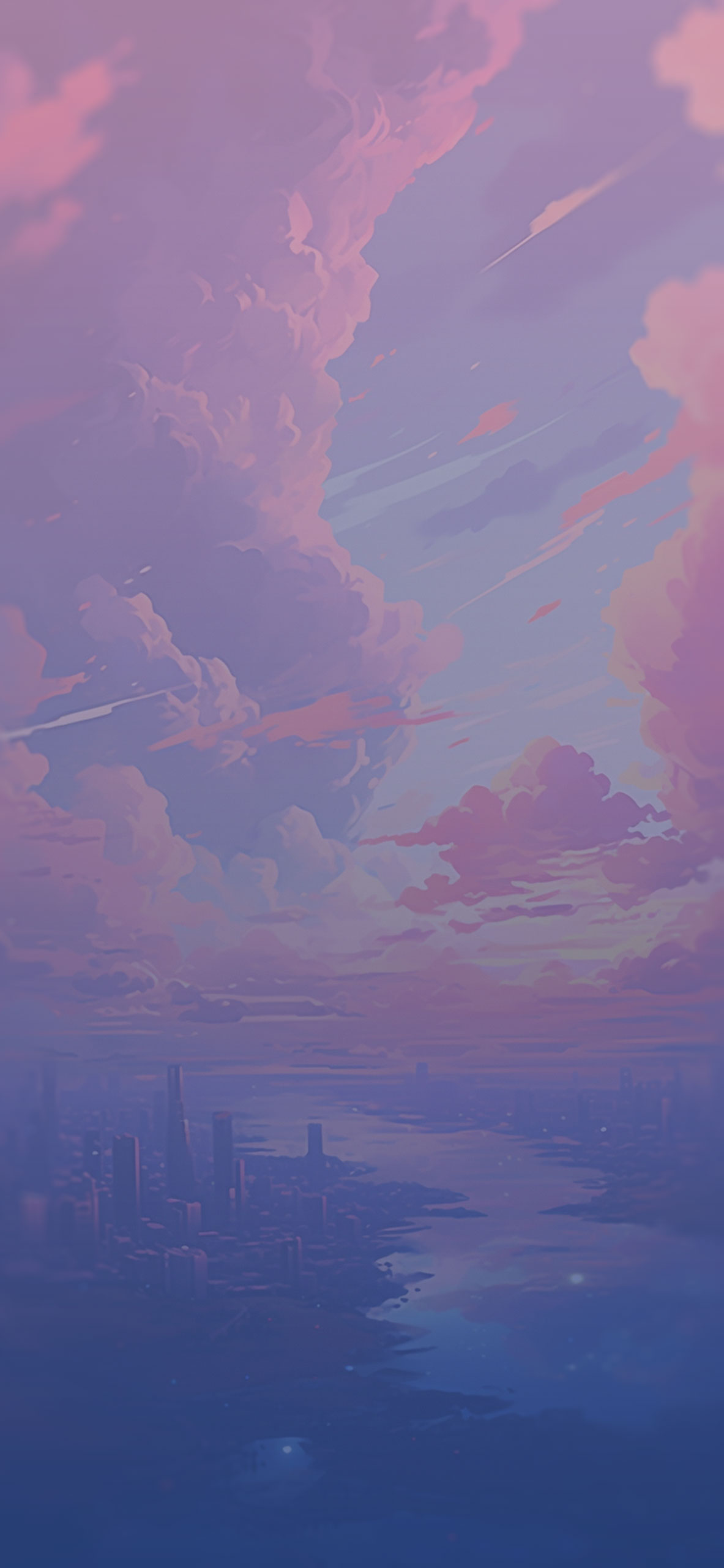 Colorful clouds above the city wallpaper Beautiful sky & city