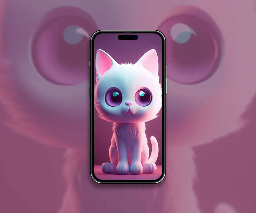 Cute 3D Cat Purple Wallpaper Cute Cat Wallpaper for iPhone