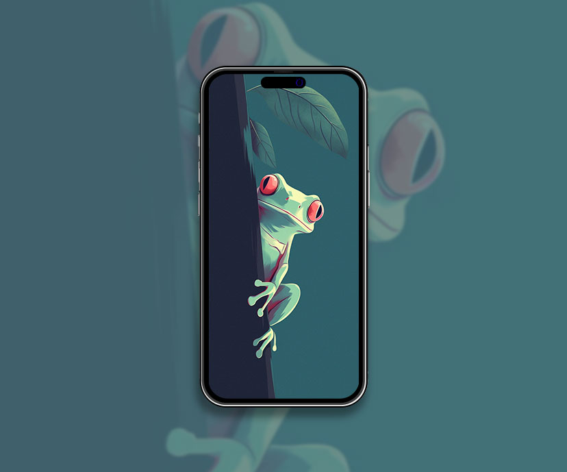 Cute Toad & Leaves Art Wallpaper Frog Wallpaper for iPhone