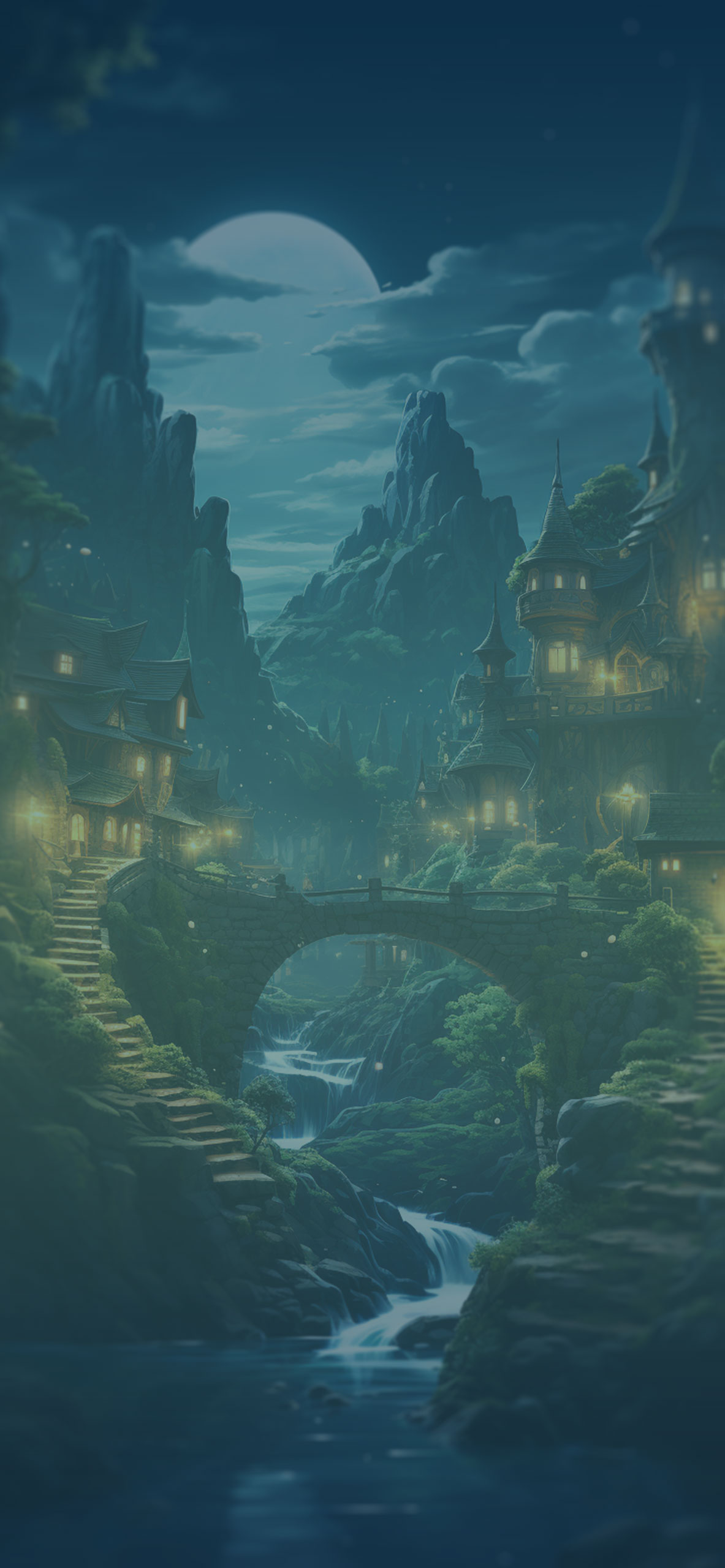 Elf Houses & River Landscape Wallpaper Fantasy Landscape Wallp