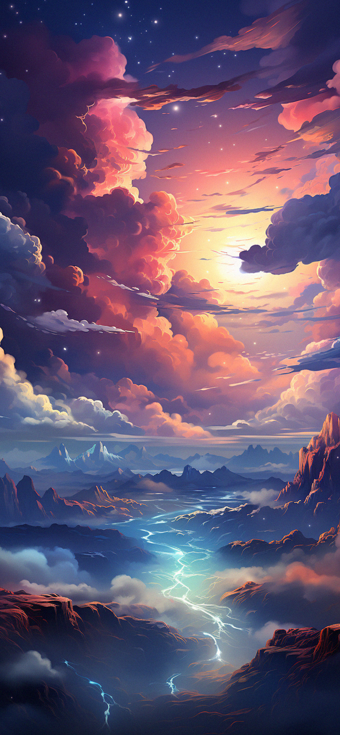 Fantasy Mountains & Clouds Landscape Wallpaper Mountains Lands