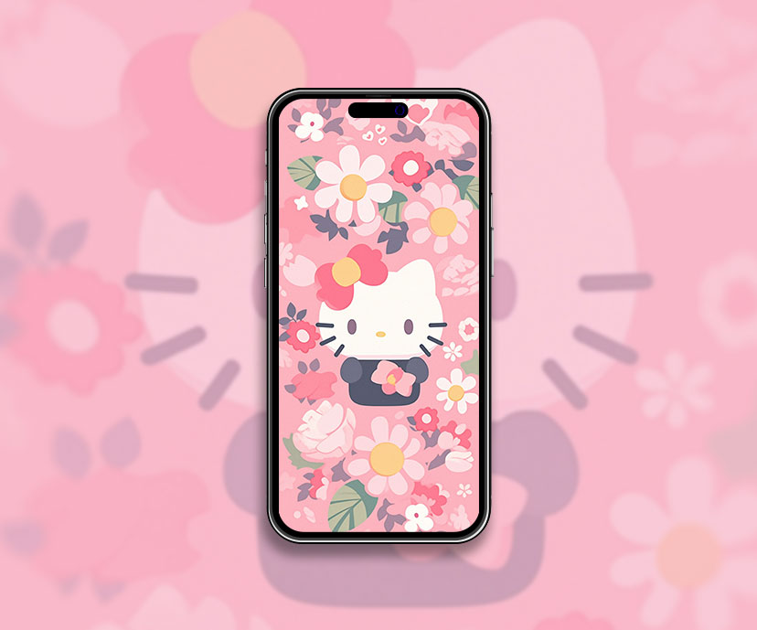 Hello Kitty Pink Flowers Pattern Wallpaper Hello Kitty Wallpap