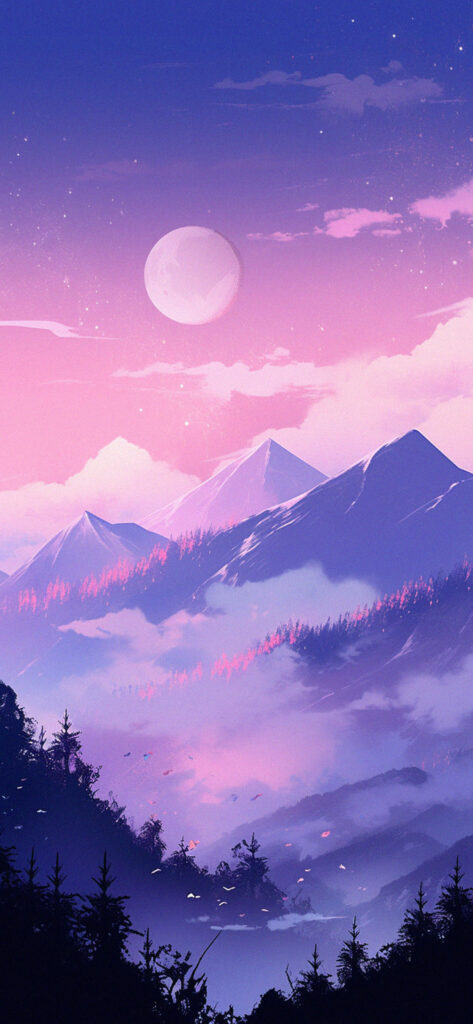 Mountains & Moon Purple Wallpapers - Purple Mountains Wallpaper
